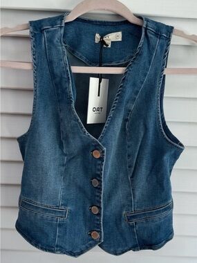Oat New York Denim Vest in Medium Blue
